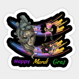 Colorful Mardi Gras Mask Sticker